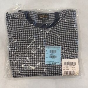 NWT J.Crew Navy Birch Houndstooth Cashmere Crewneck Sweater M